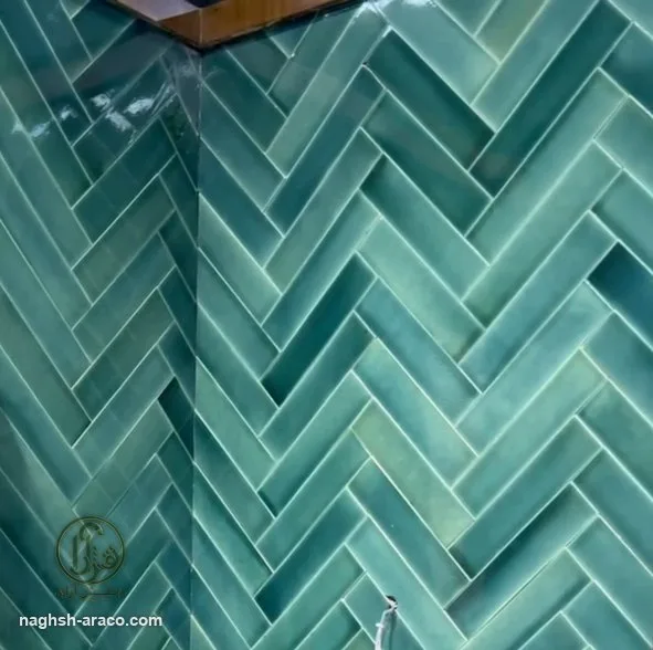 Herringbone — Turquoise green / Emerald green / Deep green / custom colour، Handmade glazed ceramic (glossy glaze)